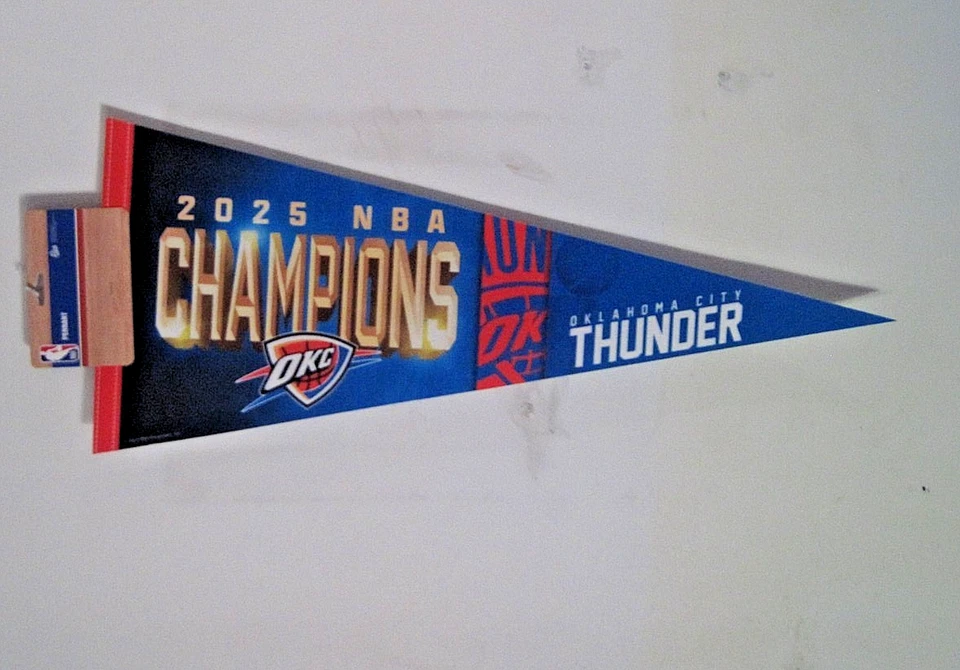 OKLAHOMA CITY THUNDER 2025 12" X 30"  CHAMPIONS SOFT  FELT WALL PENNANT  NEW - Image 1 of 1