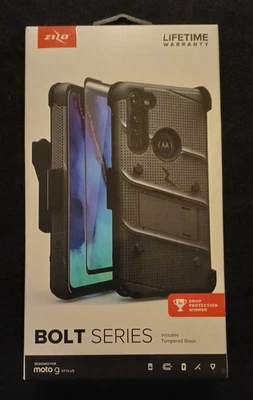 Funda y funda con soporte serie ZIZO BOLT y lápiz óptico moto g de vidrio templado, negro Foto 1 de 4