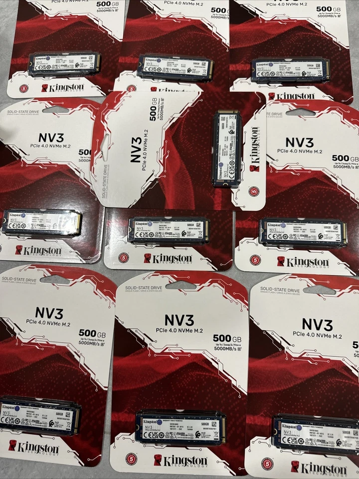 10x lot of 10 Kingston NV3 M.2 500GB Internal Solid State Drive SSD NEW SEALED - Image 1 of 1
