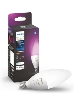 Philips Hue White and Color Ambiance E12 Bulb - White. Open Box - Image 1 of 4