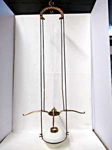 ANTIGUO MARCO DE LÁMPARA DE ACEITE COLGANTE JULIUS C. IVES Y FUENTE PARA RESTAURACIÓN - Imagen 1 de 23