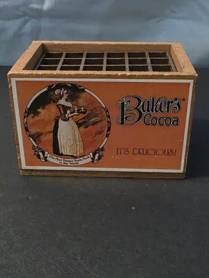 1984 George Nathan Advertising Small Wooden Baker’s Cocoa Crate Shop Display - Image 1 of 4