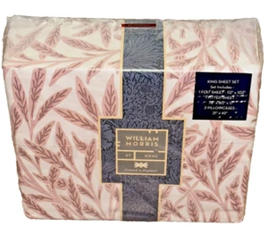 William Morris~KING Sheet SET~Original Willow~Plaster~White/Blush/Pink~PERCALE~ - Picture 1 of 9