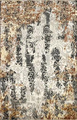 Handmade Wool/ Silk Rug with Abstract Design 4x6 ft Soft Pile Carpet - Image 1 of 4