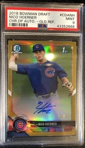 2018 Bowman Chrome Nico Hoerner Gold Refractor Auto Rookie RC PSA 9 - Bild 1 von 3