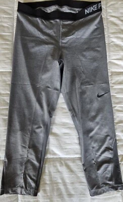 Nike Pro Dri-Fit Womens Capri Leggings Athletic Heather Grey Large 725468-021 - Image 1 of 4