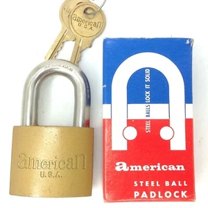 American Steel Ball Padlock 305 Junkunc Brothers Solid One Piece Case USA NOS - Picture 1 of 9
