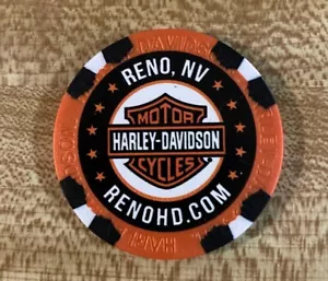 Harley Davidson Poker Chip Orange Schwarz Weiß Reno Nevada - Bild 1 von 4
