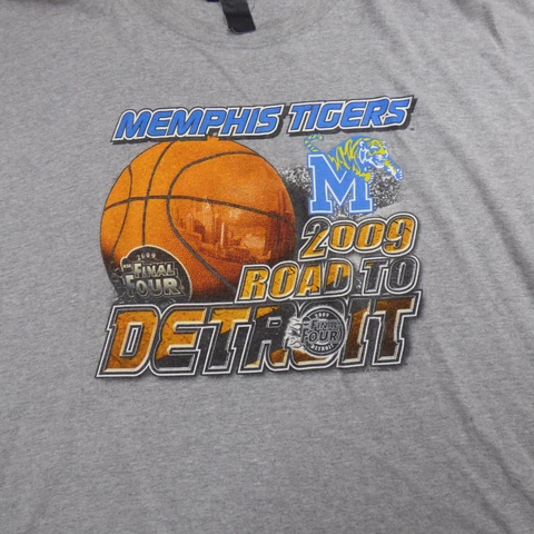 University of Memphis Tigers Shirt XXL Gray Mens White Adidas 2009 Final  3.8* Cover