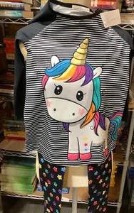 NEW Sunshine swing 6 girls 2 piece pajamas/leggings Unicorn Top and Stars Pants - Picture 1 of 5