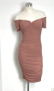 Windsor mauve Off-the-shoulder Mesh Midi Dress size Large  - Picture 1 of 6