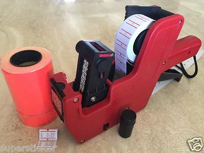 IAMLABELS.COM US Seller MX-5500 8 Digits Price Tag Gun Labeler + 2000 RED Tags labels +1 Ink