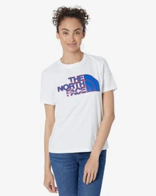 The North Face Crew Neck White USA Theme T-Shirt Womens XS-SM-Large NEW - Image 1 of 4