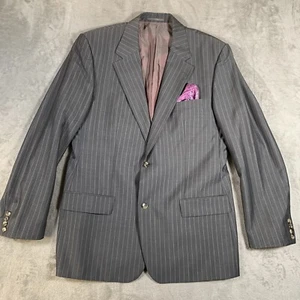 Hugo Boss Jacket Mens 46 Long Grey Wool Mohair Silk Zegna Gable Vegas Pinstripes - Picture 1 of 20