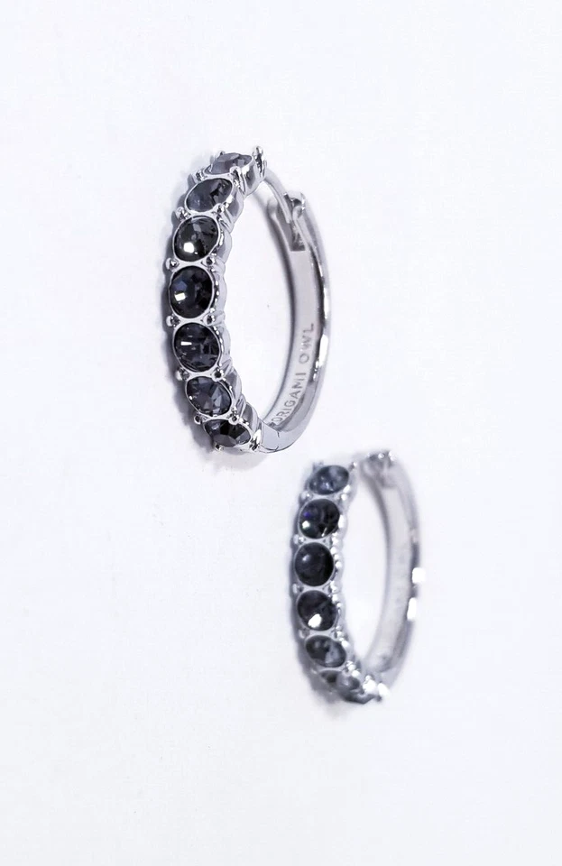 Pendientes de aro de cristal oscuro Origami Owl - ER1058 Foto 1 de 4