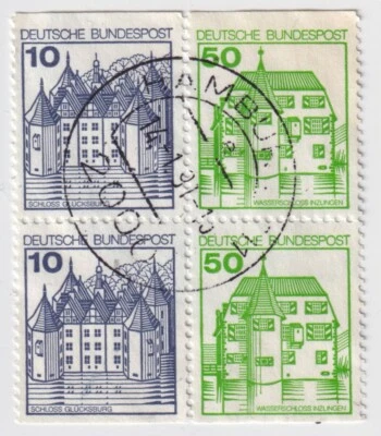 1977/1980 Germany - Palaces & Castles - Block 4 - 2 x 10 & 2 x 50 Pfg Stamps - Image 1 of 2