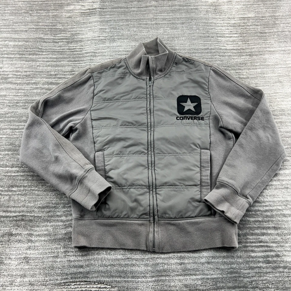 Jaqueta Converse Tamanho XS Feminina All Star Zíper Completo Casaco Cinza - Imagem 1 de 4