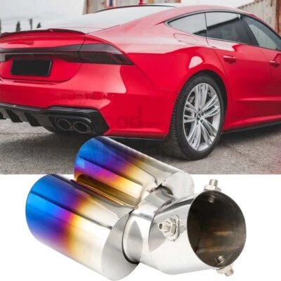 For AUDI A7 A6 A4 Car Rear Exhaust Pipe Tail Muffler Tip Auto Accessories Blue - Image 1 of 4