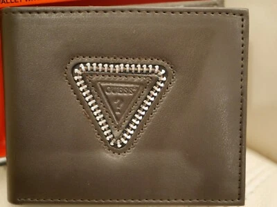 NEW W BOX MEN'S BROWN GUESS WALLET WITH VALET ID BIFOLD RFID PROTECTION ZIPPER  - Image 1 of 4