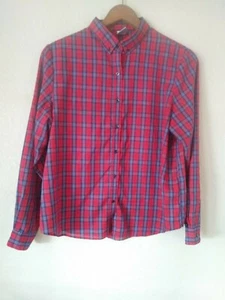 Wrangler Women's Button Down Long Sleeve Plaid Striped Shirt Red/Blue Size 16 - Picture 1 of 11