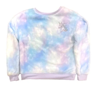 So Girls Purple Blue White Tie Dye Fleece Faux Fur Sweatshirt XL - Picture 1 of 1