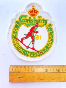 NOS Vintage X-Country Ski Patch Muskoka Loppet 1981 ON Canada Carlsberg Beer - Picture 1 of 2
