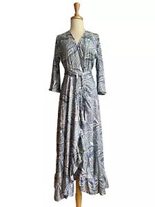 CIENNA Dress NWT Floral Wrap Midi Maxi Silk Blend Romantic Vacation Size S - Picture 1 of 12