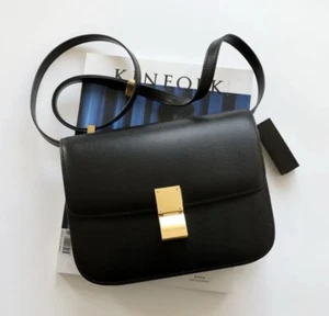 Women Handbag Shoulder Crossbody Bag Small Square Bag Genuine Real Leather Black - Picture 1 of 8