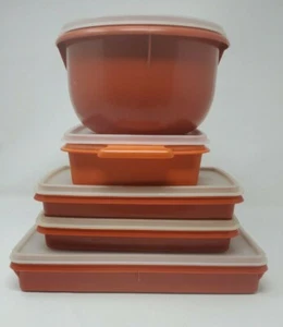 Contenedores de almacenamiento rectangular cuadrado de pimiento Tupperware de colección 10 piezas - Imagen 1 de 6
