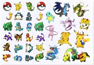 POKEMON TATTOOS (1 Sheets, No Duplicates) "Style A" Fun Unique Temporary Tats - Picture 1 of 5
