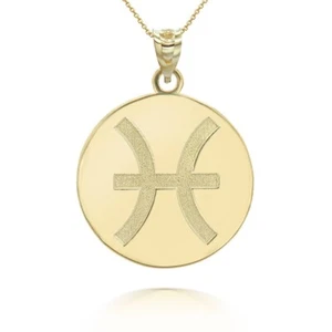 Collar Colgante Piscis Oro Sólido 10k 14k Signo del Zodiaco - Imagen 1 de 7