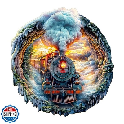 KAAYEE Wooden Puzzles for Adults 95 Pieces Visual 3D Steam Train Wooden Jigsa - Image 1 of 4