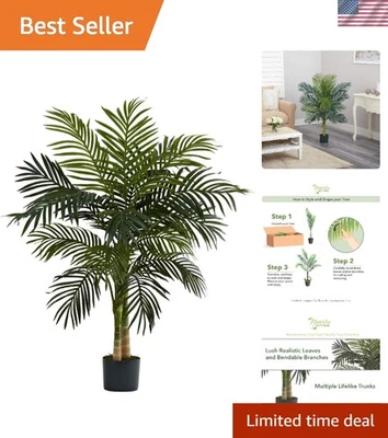Luxurious 48-Inch Golden Cane Palm Tree - Double Stalk for Home & Office - Image 1 of 4