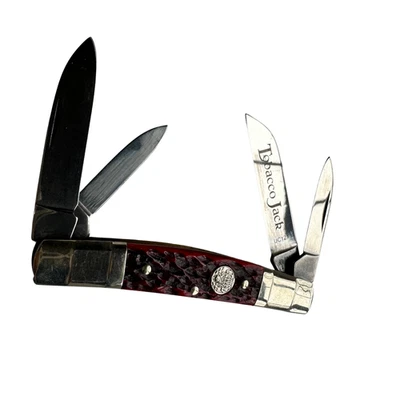Cuchillo de bolsillo United Boker Tabacco Jack Congress mango de hueso teñido rojo 4 hojas Foto 1 de 4