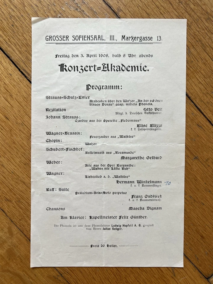 1908 FRANZ ONDRICEK Wien - Bild 1 von 1