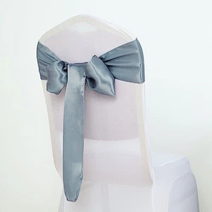 10 Dusty Blue Satin CHAIR SASHES Ties Bows Wedding Party Reception Decorations - Picture 1 of 8