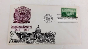 US #990 FDC, 3c Executive Mansion, Cachet, Wash DC cancelar, enero 1950, sin dirección - Imagen 1 de 2