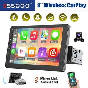 Radio estéreo para automóvil con pantalla táctil de 9" única de 1 din Android/Apple CarPlay BT FM USB+CAM - Imagen 1 de 15