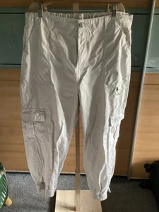 River Island Stone Utility Cargo Trousers, Elasticated Waist, Size 20 - Picture 1 of 11