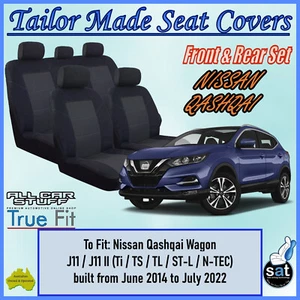TrueFit Black Seat Covers for Nissan Qashqai Wagon J11 Wagon: 06/2014 to 07/2022 - Picture 1 of 10