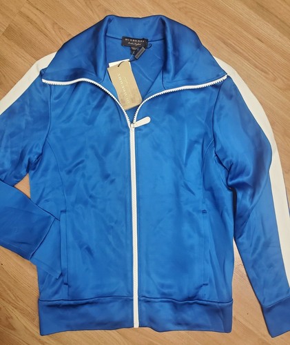 Burberry Synthetic Athletic Strisce Cerniera Track Blu Atlantico (Piccola) Nuova con etichette