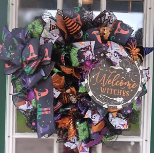 Welcome Witches Wreath, Front Door Wreath, Halloween Wreath, Witch Wreath - Picture 1 of 1