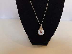 Tibetan Style Polymer Pendant On 22 Inch Sterling Silver Chain - Picture 1 of 3