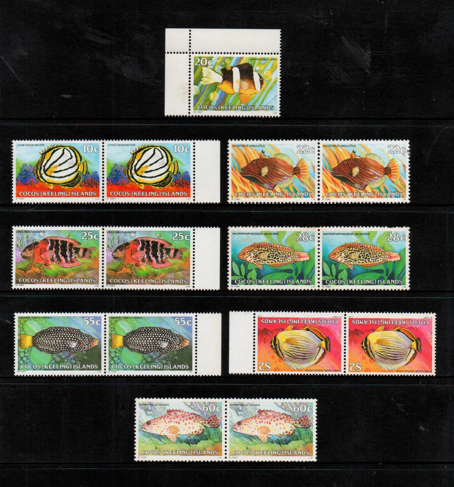 MNH SET " FISH DEFINITIVE " COCOS (KEELING) ISLANDS 1979 - 1980 - Image 1 of 1