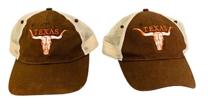 Lot of 2 Texas Longhorn brown/tan mesh back logo baseball caps adjustable - Picture 1 of 7