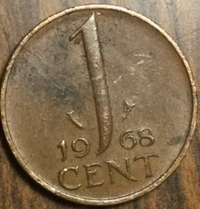 1968 NETHERLANDS 1 CENT COIN - Picture 1 of 2