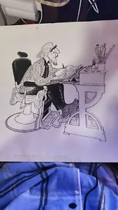 Al Hirschfeld SELF Portrait Barber Chair Unsigned Owned By Tony Auth - Picture 1 of 13