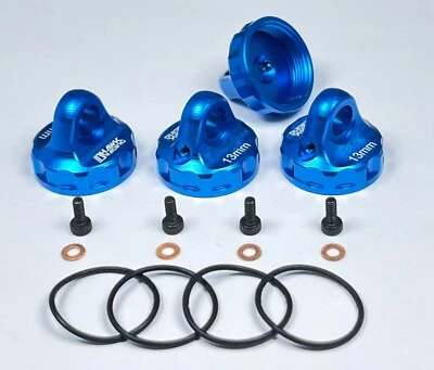 CNC Alloy 13mm Shock Caps (4) Blue For Team Associated RC10B6.4 B7 B74.2 B84 - Image 1 of 3