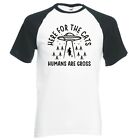 Funny Cat Here For The Cats Humans Are Gross Raglan Baseball T Shirt