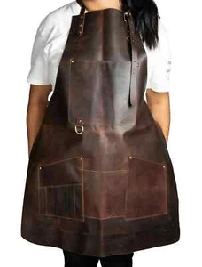 Custom Leather Apron with Multiple Pockets – Heavy Duty, Adjustable Work Apron - Picture 1 of 2